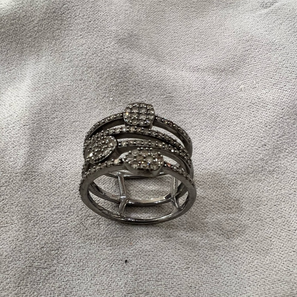 Cindy Ensor Designs Pave Four Band Geometric Shape Accent Ring